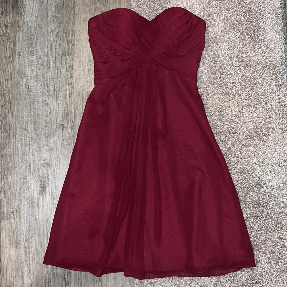 ☀Bill Levkoff Wine Strapless prom Chiffon fit & flare dress Size 8